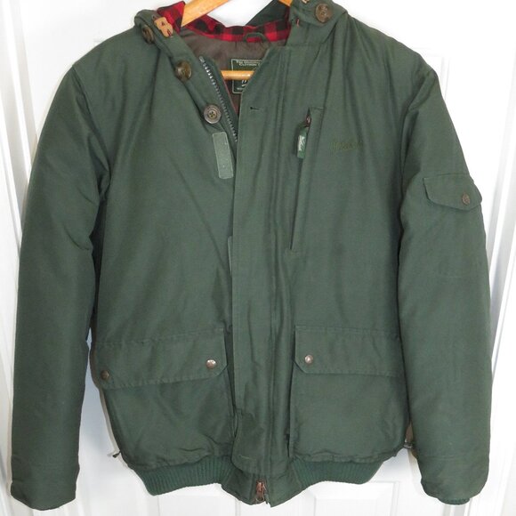 Woolrich Men's Down Parka Full Zip Flannel Lined Hood Full Zip Elm Green Sz Med - Picture 2 of 10